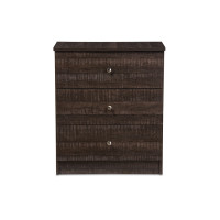 Baxton Studio B06-Brown Decon Modern and Contemporary Espresso Brown Wood 3-Drawer Storage Chest